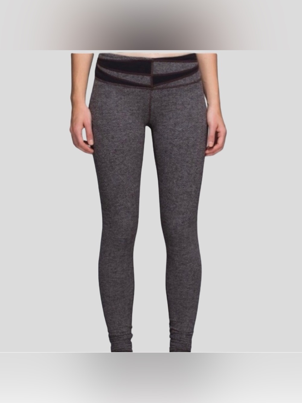 Lululemon Wunder Under Pant Giant Herringbone Black Heathered Size 6